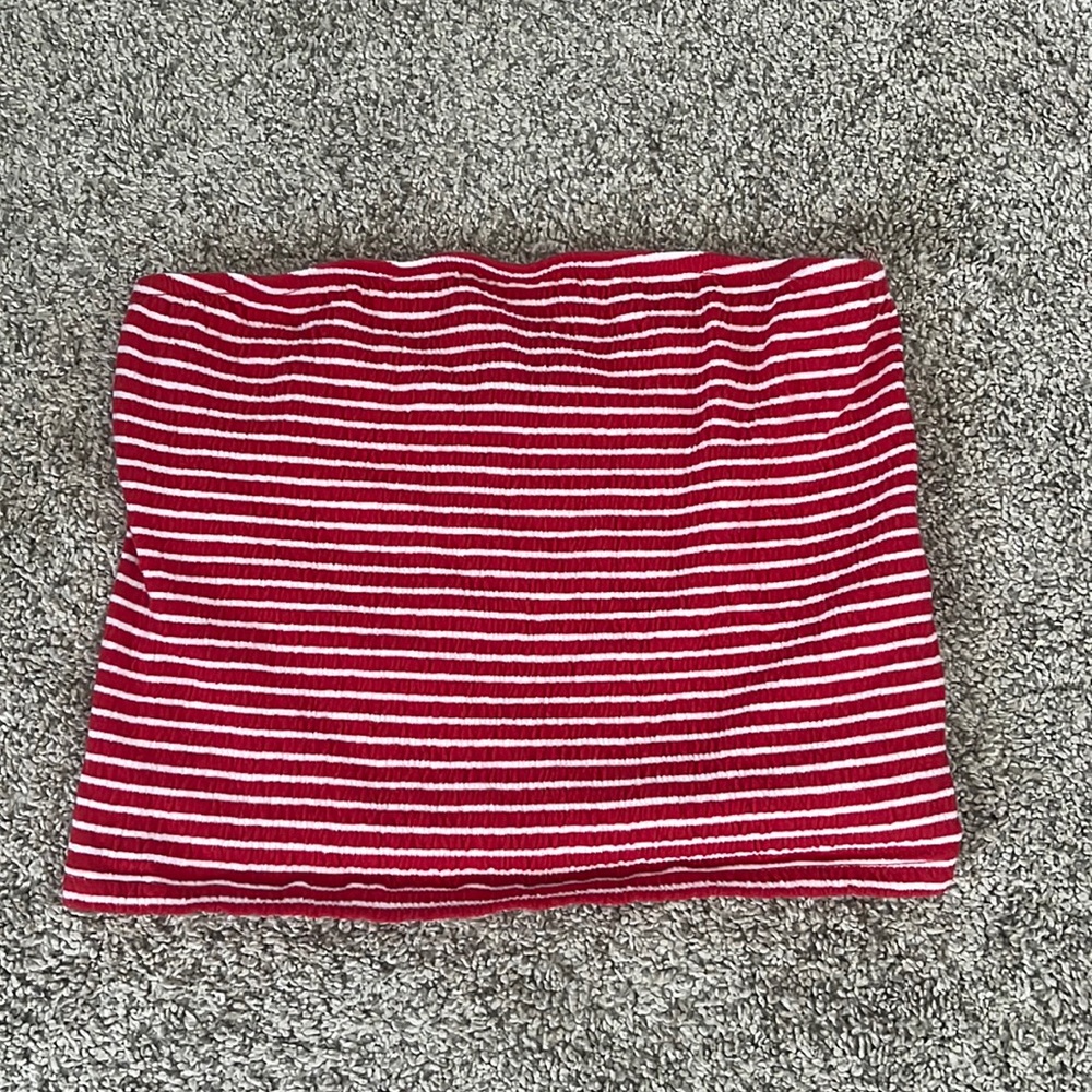 White and red tube top from American Eagle
